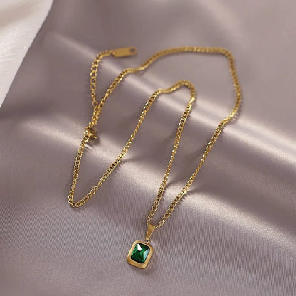 Emerald Rectangle Necklace