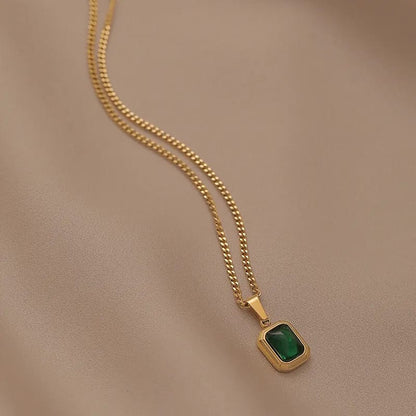 Emerald Rectangle Necklace