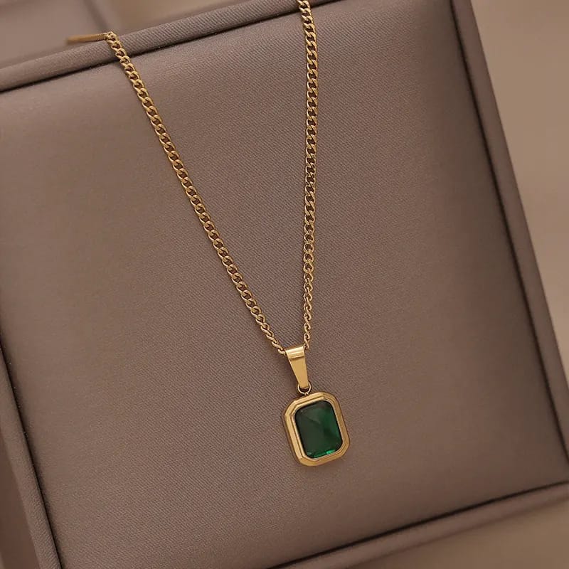 Emerald Rectangle Necklace